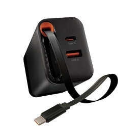 オズマ｜OSMA [PD65W出力]Type-Cリールケーブル一体型AC充電器 GaN +2Port(C&A) ブラック ACUCRC-65PQGBK [USB Power Delivery対応 /2ポート /Smart IC対応 /GaN(窒化ガリウム) 採用]
