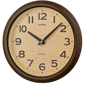 MAG｜マグ 水で洗える(IP67) 木目調の防水・防塵 掛け時計 W-796 BR-Z
