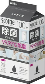 日本製紙クレシア｜crecia スコッティ　ウェットティシュ−　除菌アルコール　100枚 詰替用