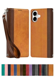 shizukawill｜シズカウィル iPhone 16 Plus 手帳型 ケース カバー 本革調 レザーケース ブラウン×ダークブラウン APIP16MBIBDB