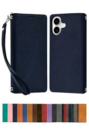 shizukawill｜シズカウィル iPhone 16 Plus 手帳型 ケース カバー 本革調 レザーケース ネイビー APIP16MNAVY
