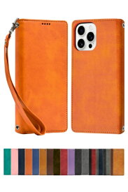 shizukawill｜シズカウィル iPhone 16 Pro Max 手帳型 ケース カバー 本革調 レザーケース オレンジ APIP16PMORANGE