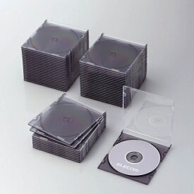 エレコム｜ELECOM Blu-ray/DVD/CD対応 スリムケース 1枚収納×50 クリアブラック CCD-JSCS50CBK[CCDJSCS50CBK]