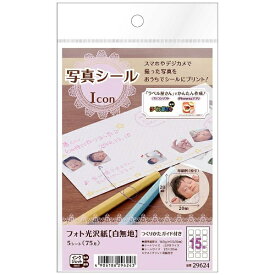 A-one｜エーワン 写真シール Icon 白無地 29624 [はがき /5シート /15面 /光沢]