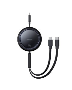 Baseus|ベースアス Free2Pull 巻き取り式デュアルスプリッターUSB-C to C+C充電専用ケーブル 100W 1m Cluster Black P1031860211100