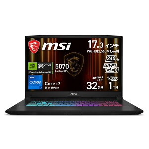 MSIbGGXAC Q[~Om[gp\R Katana 17 HX B14W(RTX 5070) ubN Katana-17-HX-B14WGK-6559JP [17.3^ /Windows11 Home /intel Core i7 /F32GB /SSDF1TB /2025N5f]