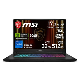 MSI｜エムエスアイ ゲーミングノートパソコン Katana 17 HX B14W(RTX 5060) ブラック Katana-17-HX-B14WFK-5060JP [17.3型 /Windows11 Home /intel Core i7 /メモリ：32GB /SSD：512GB /2025年5月モデル]