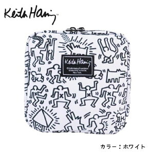 キースへリング キースへリング スクエアポーチ 化粧ポーチ ポーチ 小物入れ Travel Line ホワイト 15808-002