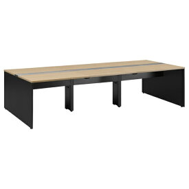 カグクロ｜KAGUKURO フリーアドレス用デスク PLDシリーズ（W3000×D1400×H720mm） ブラック×ウッドグレイン【キャンセル・返品不可】