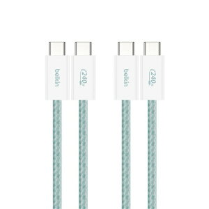 BELKIN�b�x���L�� 240W USB-C to C�\�t�g�P�[�u�� 1.5m 2�{�Z�b�g �O���[�� CAB019qc05GR2PK