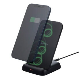 ELECOM｜エレコム ワイヤレス充電器 Qi認証 充電スタンド 12W / 10W / 7.5W / 5W 高速充電 横置き/縦置き 【 iPhone Pixel Xperia Galaxy Android AirPods 各種対応 】 ブラック W-QS11BK