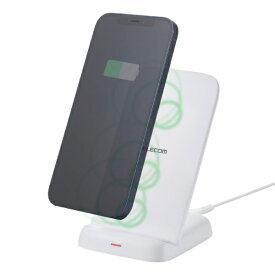 ELECOM｜エレコム ワイヤレス充電器 Qi認証 充電スタンド 12W / 10W / 7.5W / 5W 高速充電 横置き/縦置き 【 iPhone Pixel Xperia Galaxy Android AirPods 各種対応 】 ホワイト W-QS11WH