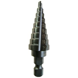 トラスコ中山｜TRUSCO NAKAYAMA ステップドリル　2枚刃黒染め表面処理　5〜21mm　段数9　NMS21