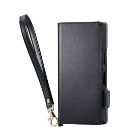 ELECOM｜エレコム AQUOS R10 ( SH-51F ) ケース レザー カバー 手帳型 マグネット フラップ 衝撃吸収 スタンド機能付 ハンドストラップ付 ブラック PM-S252PLFY4BK
