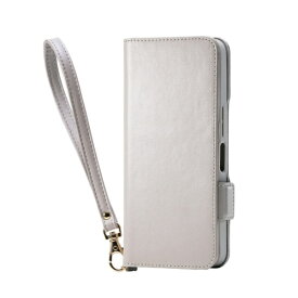 ELECOM｜エレコム AQUOS wish5 ( SH-52F ) ケース レザー カバー 手帳型 マグネット フラップ 衝撃吸収 スタンド機能付 ハンドストラップ付 グレージュ PM-S251PLFY4GB