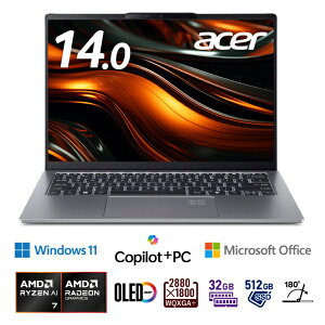 ACERbGCT[ m[gp\R Swift Go 14 AI Xp[N[Vo[ SFG14-64-N73Y/F [14.0^ /Windows11 Home /AMD Ryzen 7 /F32GB /SSDF512GB /Office Home and Business /2025N6f]