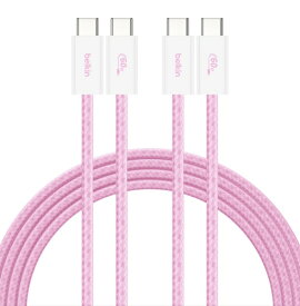BELKIN｜ベルキン 60W USB-C to Cソフトケーブル 1.5m 2本セット ピンク CAB018qc05PK2PK