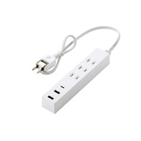 ELECOM｜エレコム 延長コード 電源タップ USB タップ 0.5m &lt; コンセント 3口 Type-C ×1 USB-A ×2 &gt; 雷ガード ほこり防止シャッター 絶縁キャップ PSE適合 【 iPhone Android スマホ など接続可能 】 ホワイト T-U08-3A2C05WH