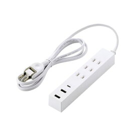 ELECOM｜エレコム 延長コード 電源タップ USB タップ 1.5m &lt; コンセント 3口 Type-C ×1 USB-A ×2 &gt; 雷ガード ほこり防止シャッター 絶縁キャップ PSE適合 【 iPhone Android スマホ など接続可能 】 ホワイト T-U08-3A2C15WH