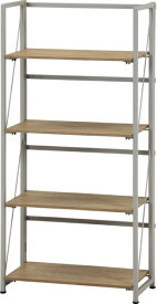 不二貿易｜Fuji Boeki 折りたたみシェルフ アロン4段 [W610xD310xH1250mm] ナチュラル 73642
