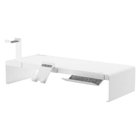 SilverStone｜シルバーストーン モニタースタンド [W500xH102xD202mm] スマホスタンド、ヘッドホンホルダー、収納トレー付 MR03 ホワイト SST-MR03W