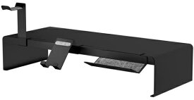 SilverStone｜シルバーストーン モニタースタンド [W500xH102xD202mm] スマホスタンド、ヘッドホンホルダー、収納トレー付 MR03 ブラック SST-MR03B