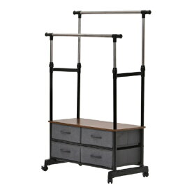 B.Bファニシング｜B.B FURNISHING LOG 左右上下伸縮ハンガー 引出し4個付き　ブラック　LOLS0233KIBLK LOG【キャンセル・返品不可】 【メーカー直送・代金引換不可・時間指定・返品不可】