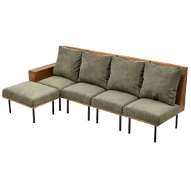 B.Bファニシング｜B.B FURNISHING infinite　四人掛けカウチソファー　コーデュロイグリーン　IFSE0324COGRN infinite 【メーカー直送・代金引換不可・時間指定・返品不可】