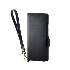 ELECOM｜エレコム OPPO Reno13 A ケース レザー カバー 手帳型 マグネット フラップ 衝撃吸収 スタンド機能付 ハンドストラップ付 ブラック PM-O251PLFY4BK