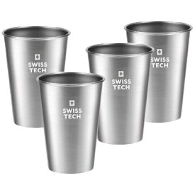 SWISS TECH｜スイステック 4個セット ステンレスカップ コップ シルバー 473ml ST001084