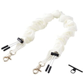 ELECOM｜エレコム スマホストラップ シュシュ風デザイン ハンドストラップ 手首 落下防止 軽量 長さ調整可 ストラップホルダーシート付き iPhone/Android対応 携帯ストラップ アイボリー P-STHSCEIV
