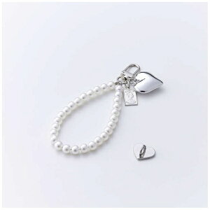 ELECOM|エレコム スマホチャーム パールビーズ ストラップ 強力粘着 ハート型チャームホルダー付 落下防止 スマホケース用 おしゃれ ホワイト P-STKHBEPALWH