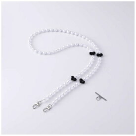 ELECOM｜エレコム スマホストラップ ハートパールビーズ ショルダー 首掛け ストラップホルダーシート付 iPhone/Android対応 おしゃれ 落下防止 ブラック P-STSDH1BEPALBK