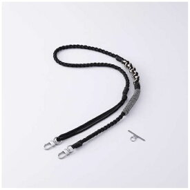 ELECOM｜エレコム スマホストラップ 編みロープタイプ ショルダー 首掛け 長さ調整可 ストラップホルダーシート付 iPhone/Android対応 落下防止 ブラック P-STSDH1KNBK