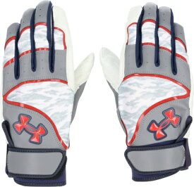 アンダーアーマー｜UNDER ARMOUR メンズ ベースボール UAアンディナイアブル プロ バッティンググローブ Steel×Midnight Navy×Red 6001006 [メンズ /両手装着用 /Lサイズ]