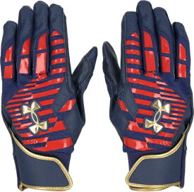 アンダーアーマー｜UNDER ARMOUR メンズ ベースボール UAクリーンアップ プロ バッティンググローブ Midnight Navy×Red×Metallic Gold 6001312 [メンズ /両手装着用 /XLサイズ]