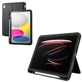 ELECOM｜エレコム 11インチ iPad（A16）、10.9インチ iPad（第10世代）用 ソフトケース 軽量 スタンド付き Pencil収納 ブラック TB-A25RUCSTBK