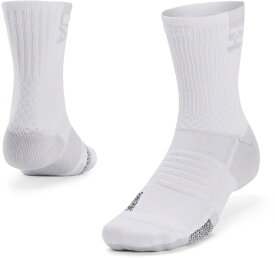 アンダーアーマー｜UNDER ARMOUR 男女兼用 UAアーマードライ プレーメーカー ミッドクルー ソックス White×HaloGray 1376229 [ユニセックス /MDサイズ]【返品交換不可】