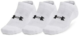 アンダーアーマー｜UNDER ARMOUR 男女兼用 UAトレーニング コットン ノーショー ソックス (3足セット) White×White×Black 1386313 [ユニセックス /LGサイズ]【返品交換不可】