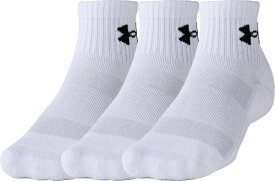 アンダーアーマー｜UNDER ARMOUR 男女兼用 UAトレーニング コットン クオーター ソックス (3足セット) White×White×Black 1386372 [ユニセックス /LGサイズ]【返品交換不可】
