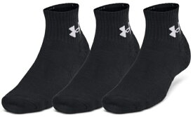 アンダーアーマー｜UNDER ARMOUR 男女兼用 UAトレーニング コットン クオーター ソックス (3足セット) Black×Black×White 1386372 [ユニセックス /LGサイズ]【返品交換不可】