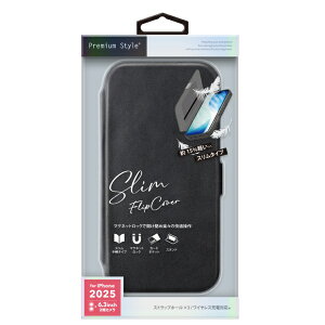 PGA�b�s�[�W�[�G�[ iPhone 17 �P�[�X �X�����t���b�v�J�o�[ Premium Style �u���b�N PG-25AFP06BK