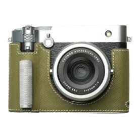 Mr.Stone｜ミスターストーン 【受注生産】富士フィルム GFX100RF用 本革ケース　クラシック　メタルグリップ付　フィールドグリーン/白ステッチ Mr.Stone