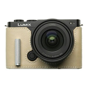 Mr.Stone|ミスターストーン 【受注生産】Panasonic LUMIX S9用 本革ケース クラシック メタルグリップ付 ライトベージュ/白ステッチ Mr.Stone