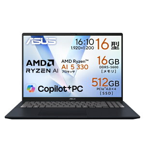ASUS�b�G�C�X�[�X �m�[�g�p�\�R�� Vivobook 16 (M1607) �N���C�G�b�g�u���[ M1607KA-AI5165W3 [16.0�^ /Windows11 Home /AMD Ryzen AI 5 /�������F16GB /SSD�F512GB /2025�N8�����f��]