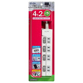 ELPA｜エルパ LEDランプスイッチ付タップ 上差し WLS-LU4200REB [2.0m /4個口 /スイッチ付き（個別）][WLSLU4200REB]
