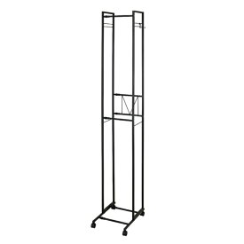 伸晃｜SHINKO ハンガーラック 2段 スリム 伸縮タイプ キャスター付き 衣類 収納 ブラック KP-2HS-BK