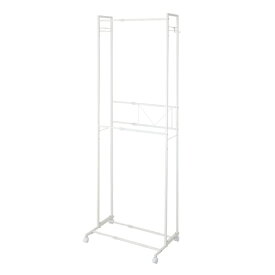 伸晃｜SHINKO ハンガーラック 2段 ワイド 伸縮タイプ キャスター付き 衣類 収納 ホワイト KP-2HW-W【キャンセル・返品不可】