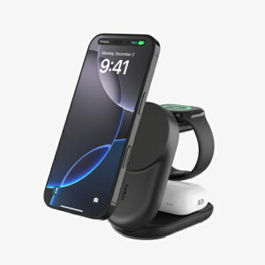 BELKINbxL UltraCharge Qi2 25W 3-in-1 ܂肽ݎ}Olbg[d Eh^ ubN WIZ037dqBK