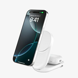 【エントリーで最大2万ポイント当たる｜4/23まで】 BELKIN｜ベルキン UltraCharge Qi2 25W 2-in-1 折りたたみ式マグネット充電器 ラウンド型 ホワイト WIZ039dqWH [マルチ型 /Qi2 25W対応]